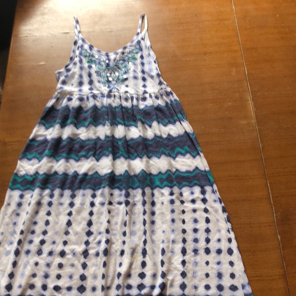 Lucky brand dress white,blue and green girls small